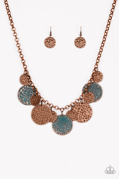 Paparazzi Accessories Treasure HUNTRESS - Copper Necklace & Earrings 