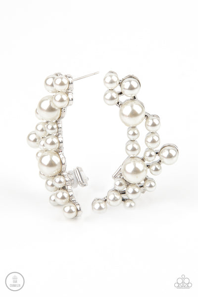 Paparazzi Accessories Metro Makeover - White Earrings Ear Crawlers