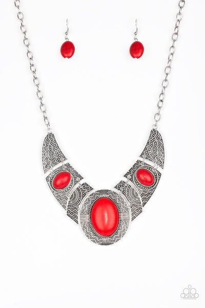 Paparazzi Accessories Leave Your LANDMARK - Red Necklace & Earrings 