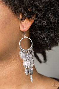 Paparazzi Accessories Feather Frenzy - Silver Earrings 
