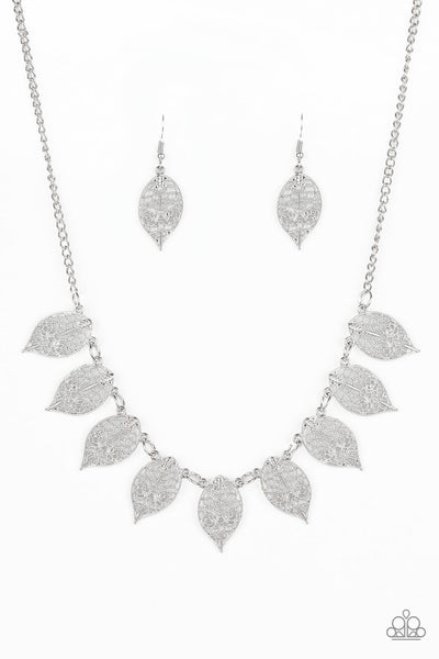 Paparazzi Accessories Leafy Lagoon - Silver Necklace & Earrings 