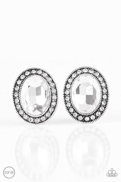 Paparazzi Accessories Titanic Treasure - White Clip-On Earrings 