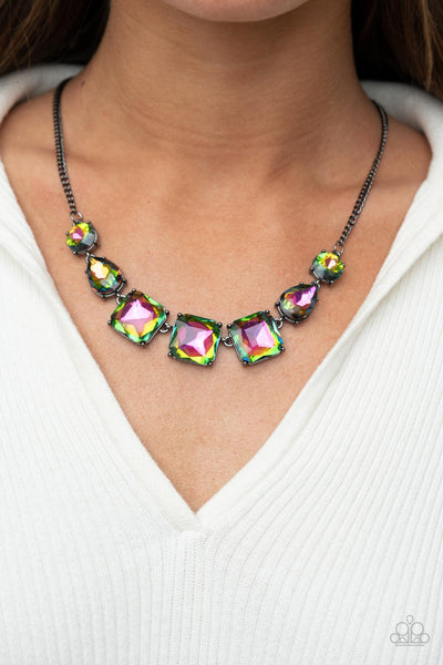 Paparazzi Accessories Unfiltered Confidence - Multi Necklace & Earrings Oil Spill