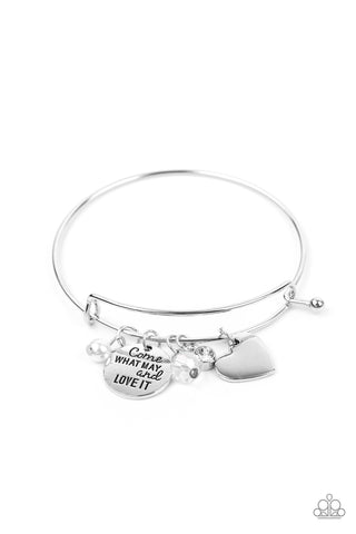 Paparazzi Accessories Come What May And Love It - White Bracelet 