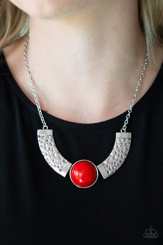 Paparazzi Accessories Egyptian Spell - Red Necklace & Earrings 