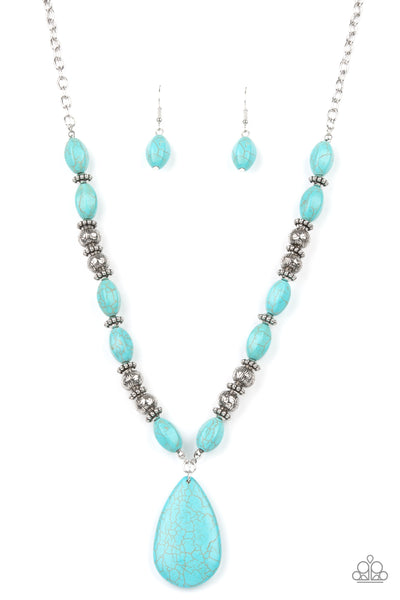 Paparazzi Accessories Blazing Saddles - Blue Necklace & Earrings