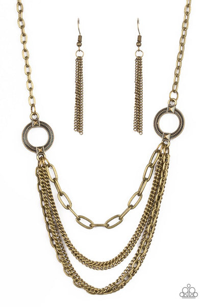 Paparazzi Accessories CHAINS of Command - Brass Necklace & Earrings 