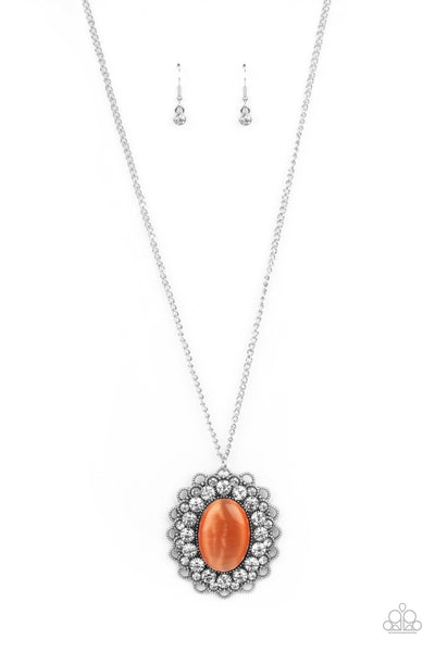 Paparazzi Accessories Oh My Medallion - Orange Necklace & Earrings 