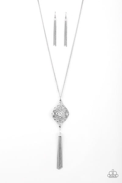 Paparazzi Accessories Totally Worth The TASSEL - Silver Necklace & Earrings 