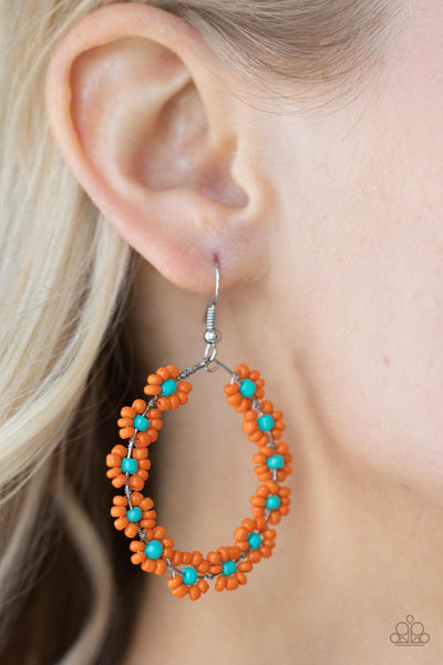 Paparazzi Accessories Festively Flower Child - Orange Earrings