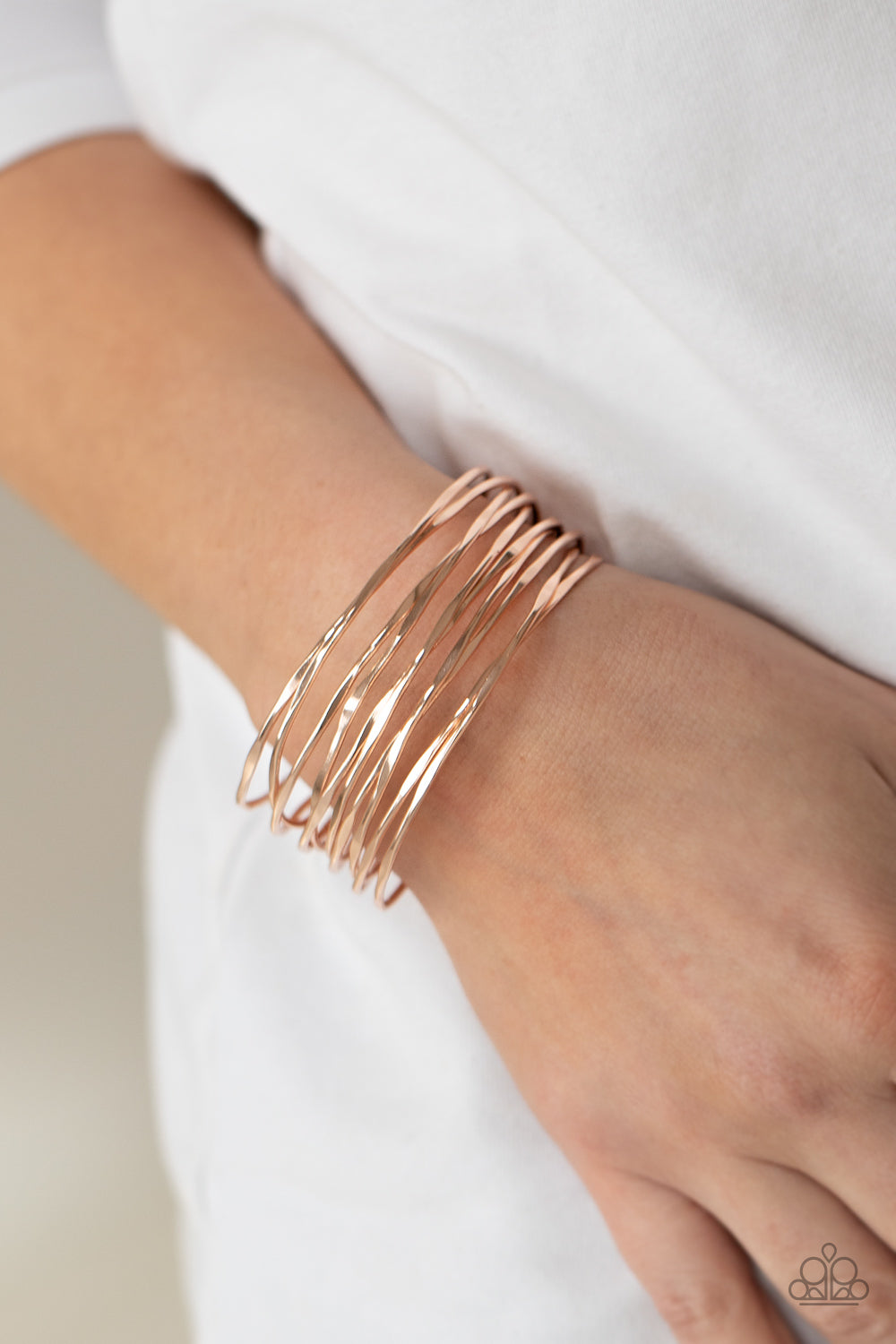 Paparazzi Accessories Nerves Of Steel - Rose Gold Bracelet