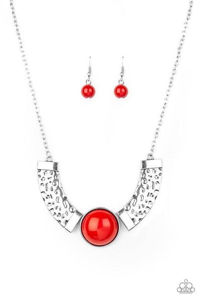 Paparazzi Accessories Egyptian Spell - Red Necklace & Earrings 