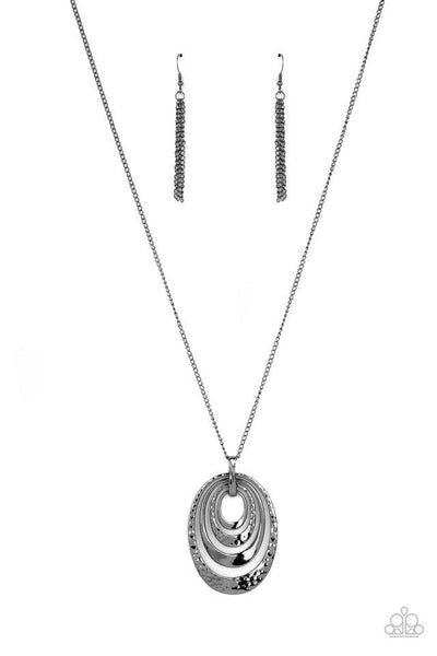 Paparazzi Accessories Renegade Ripples - Black Necklace & Earrings 