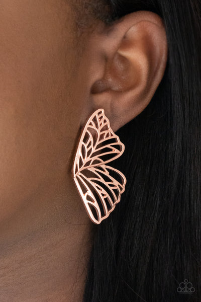 Paparazzi Accessories Butterfly Frills - Copper Earrings