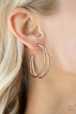 Paparazzi Accessories Rustic Curves - Rose Gold Earrings
