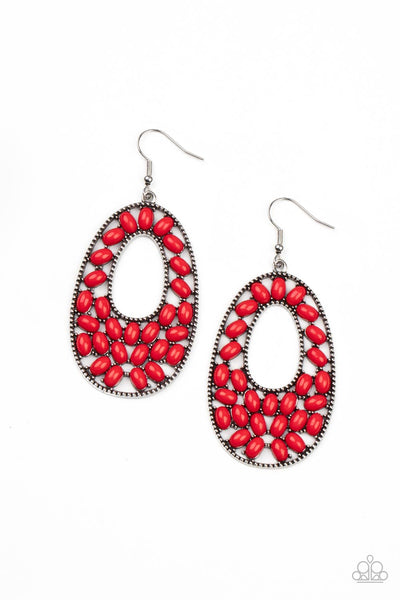 Paparazzi Accessories  ​Beaded Shores - Red Earrings 