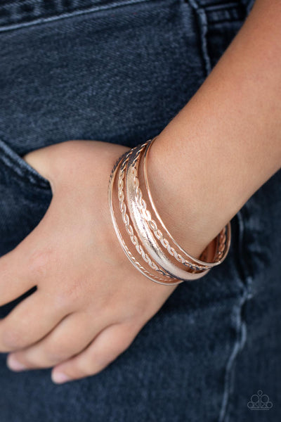 Paparazzi Accessories Trophy Texture - Rose Gold Bracelet 