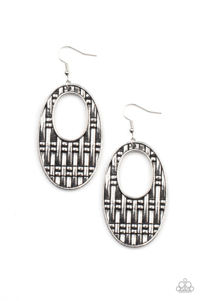 Paparazzi Accessories Engraved Edge - Silver Earrings 