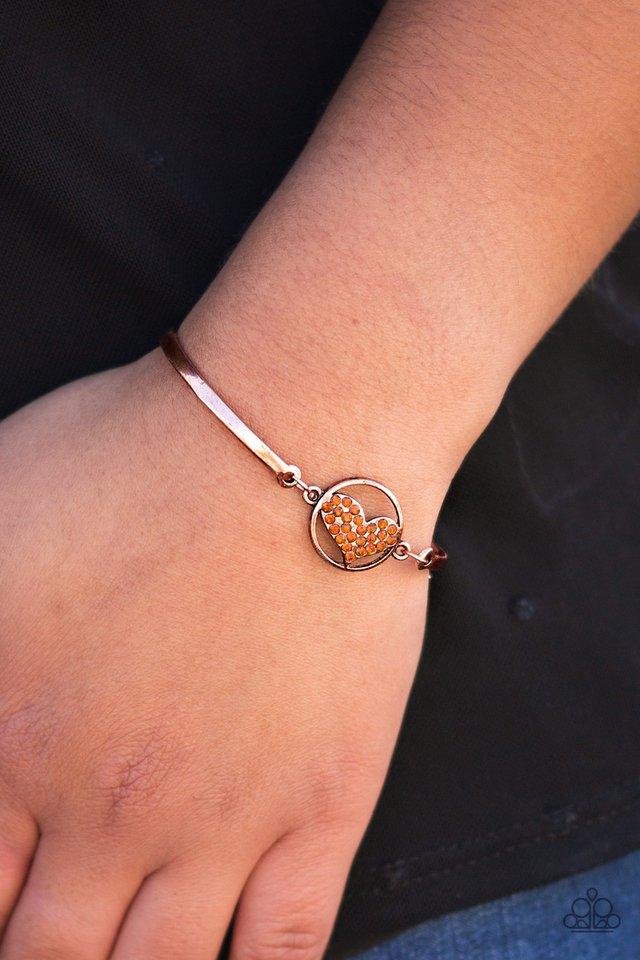 Paparazzi Accessories HEART Knock Life - Copper Bracelet 