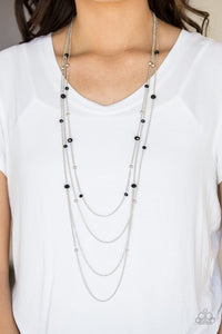 Paparazzi Accessories On the Front Shine Black Necklace & Earrings 