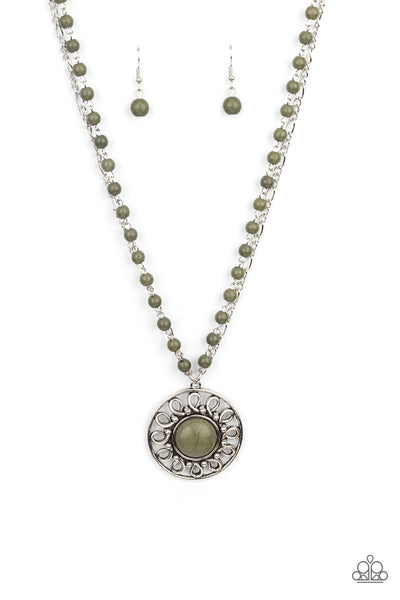 Paparazzi Accessories Sahara Suburb - Green Necklace & Earrings 
