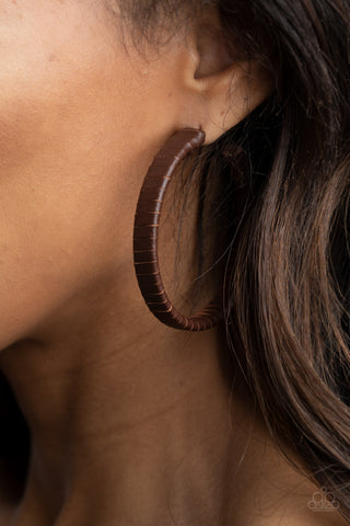 Paparazzi Accessories Leather-Clad Legend - Brown Earrings