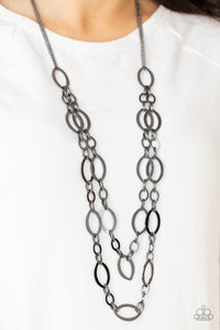 Paparazzi Accessories The OVAL-achiever - Black Necklace & Earrings