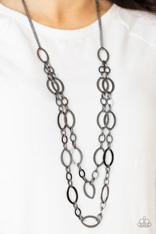 Paparazzi Accessories The OVAL-achiever - Black Necklace & Earrings