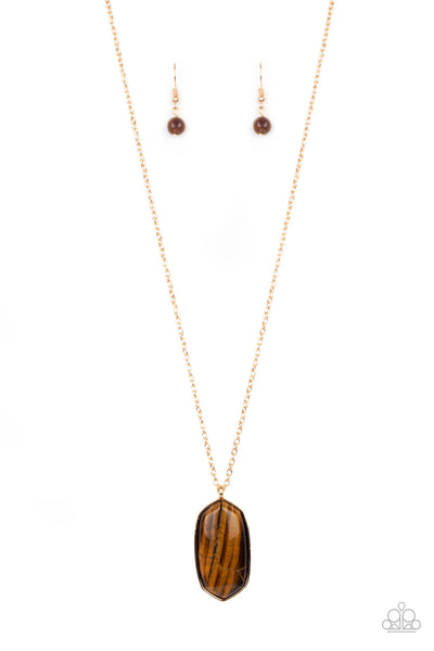 Paparazzi Accessories  Elemental Elegance - Brown Necklace & Earrings 