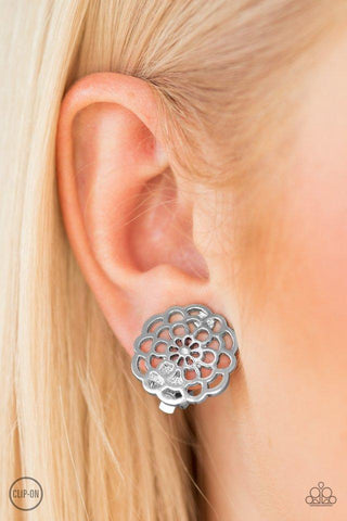 Paparazzi Accessories Carefree Carnation - Silver Clip-On Earrings 