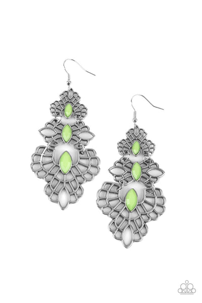 Paparazzi Accessories Flamboyant Frills - Green Earrings