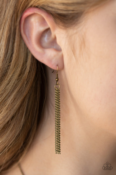 Paparazzi Accessories Totally Worth the TASSEL - Brass Necklace & Earrings 