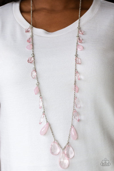 Paparazzi Accessories GLOW And Steady Wins The Race - Pink Necklace & Earrings 