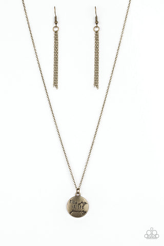 Paparazzi Accessories Find Joy - Brass Necklace & Earrings 