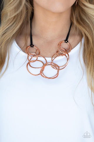 Paparazzi Accessories Spiraling Out of COUTURE - Copper Necklace & Earrings 