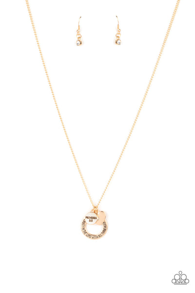 Paparazzi Accessories Full Of Faith - Gold Necklace & Earrings