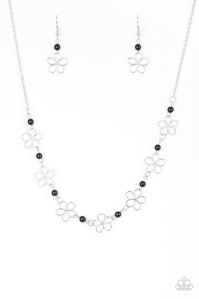 Paparazzi Accessories Always Abloom - Black Necklace & Earrings 