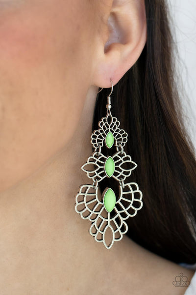 Paparazzi Accessories Flamboyant Frills - Green Earrings