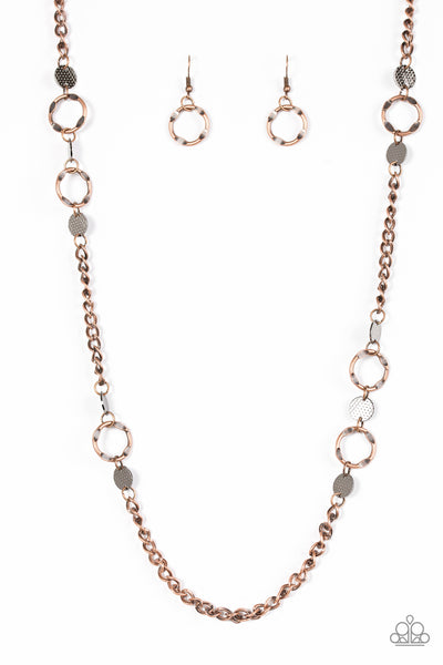 Paparazzi Accessories Stylishly Steampunk - Copper Necklace & Earrings 