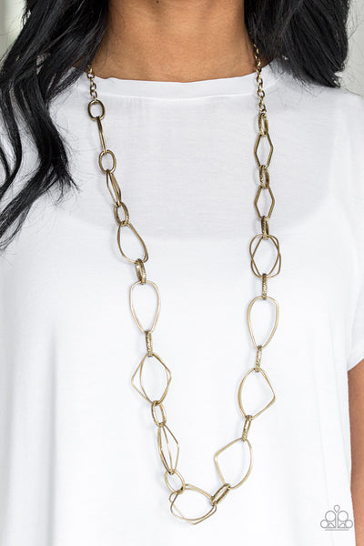 Paparazzi Accessories Attitude Adjustment - Brass Necklace & Earrings