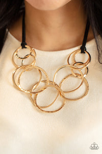 Paparazzi Accessories Spiraling Out of COUTURE - Gold Necklace & Earrings 