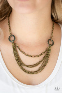 Paparazzi Accessories CHAINS of Command - Brass Necklace & Earrings 