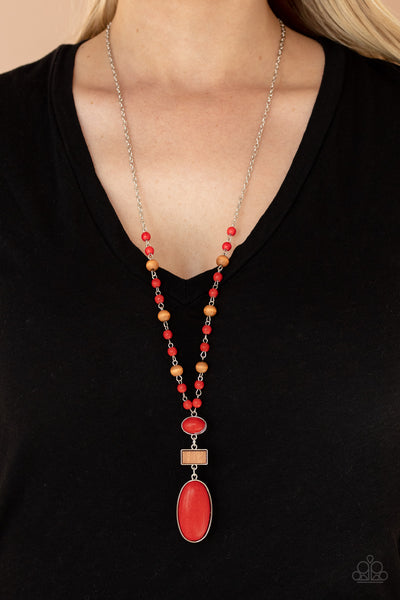 Paparazzi Accessories Naturally Essential - Red Necklace & Earrings