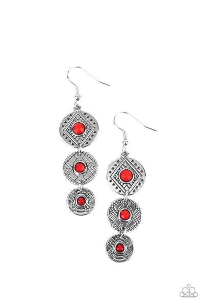 Paparazzi Accessories Totem Temptress - Red Earrings 