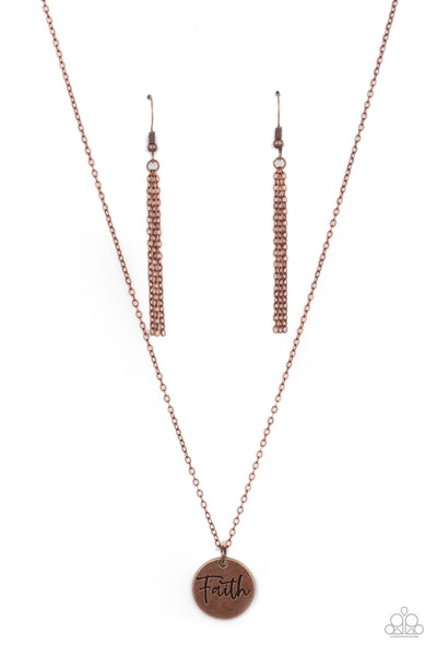 Paparazzi Accessories Choose Faith - Copper Necklace & Earrings 