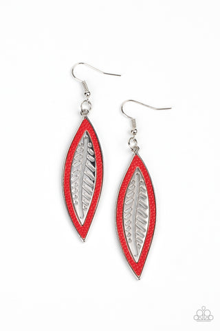 Paparazzi Accessories Leather Lagoon - Red Earrings 