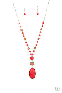 Paparazzi Accessories Naturally Essential - Red Necklace & Earrings