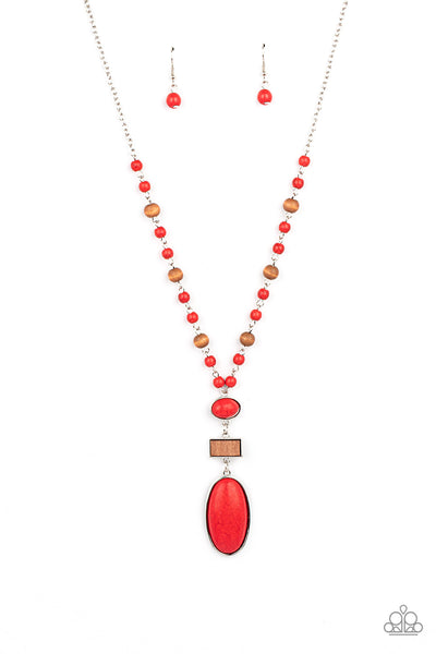 Paparazzi Accessories Naturally Essential - Red Necklace & Earrings