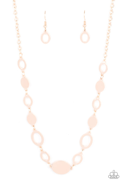 Paparazzi Accessories Working OVAL-time - Rose Gold Necklace & Earrings