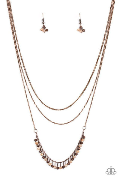 Paparazzi Accessories Twinkly Troves - Copper Necklace & Earrings 